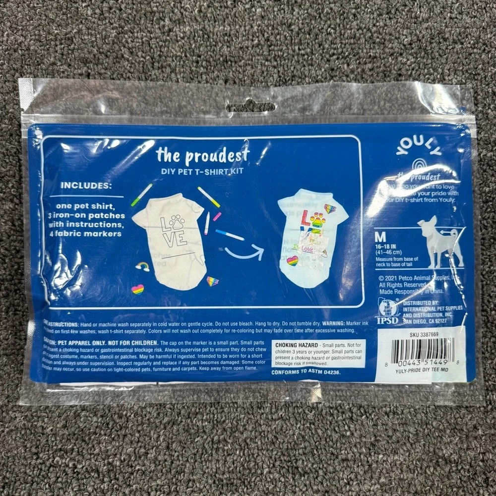 Youly DIY Pet T-Shirt Kit Pride Collection Medium White New Rainbow Craft Set